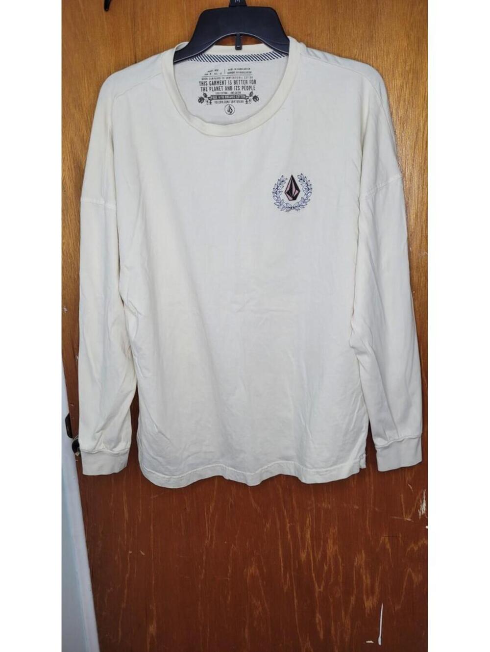 Volcom Men’s White Long Sleeve Printed With No 91 T-Shirt Slim Fit Size M